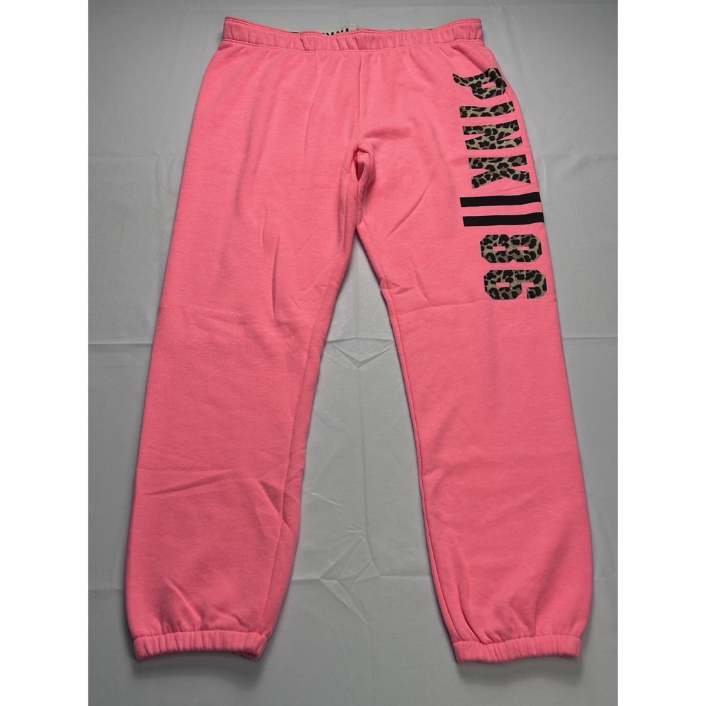Victoria's Secret PINK Neon Pink Joggers Leopard Logo Cozy Lounge S